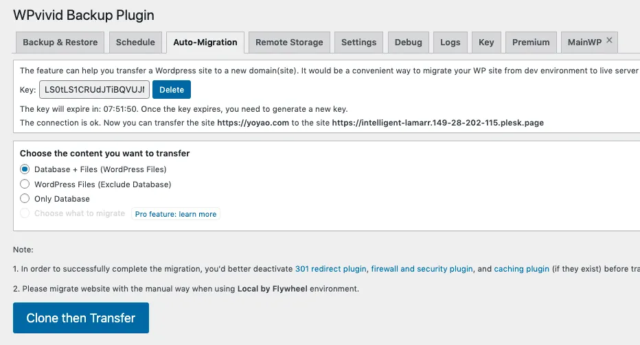 WordPress WP Vivid Plugin Migration Clone and Transfer