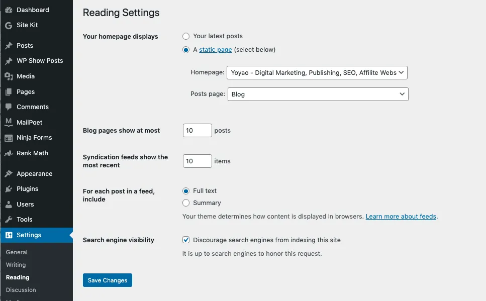 Disable Search Engine Indexing