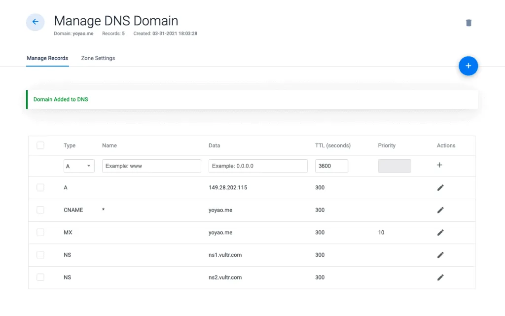 Migrate Domain to Vultr Nameservers Add DNS Records