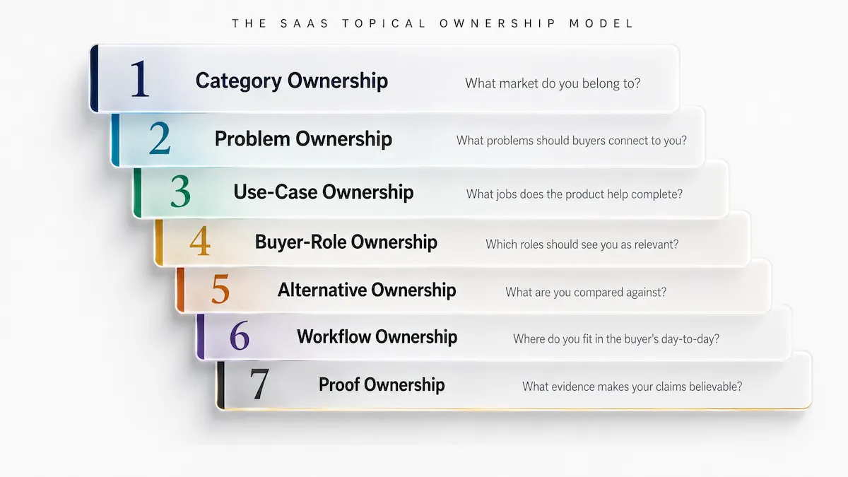 The SaaS Topical Ownership Model: Seven layers from Category to Proof