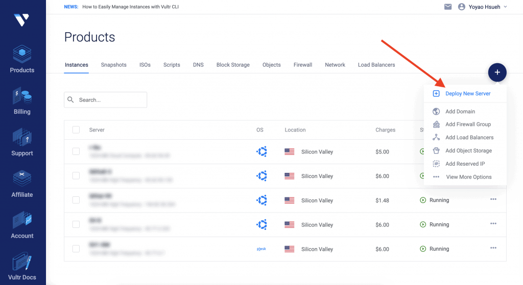 Deploy New Server in Vultr