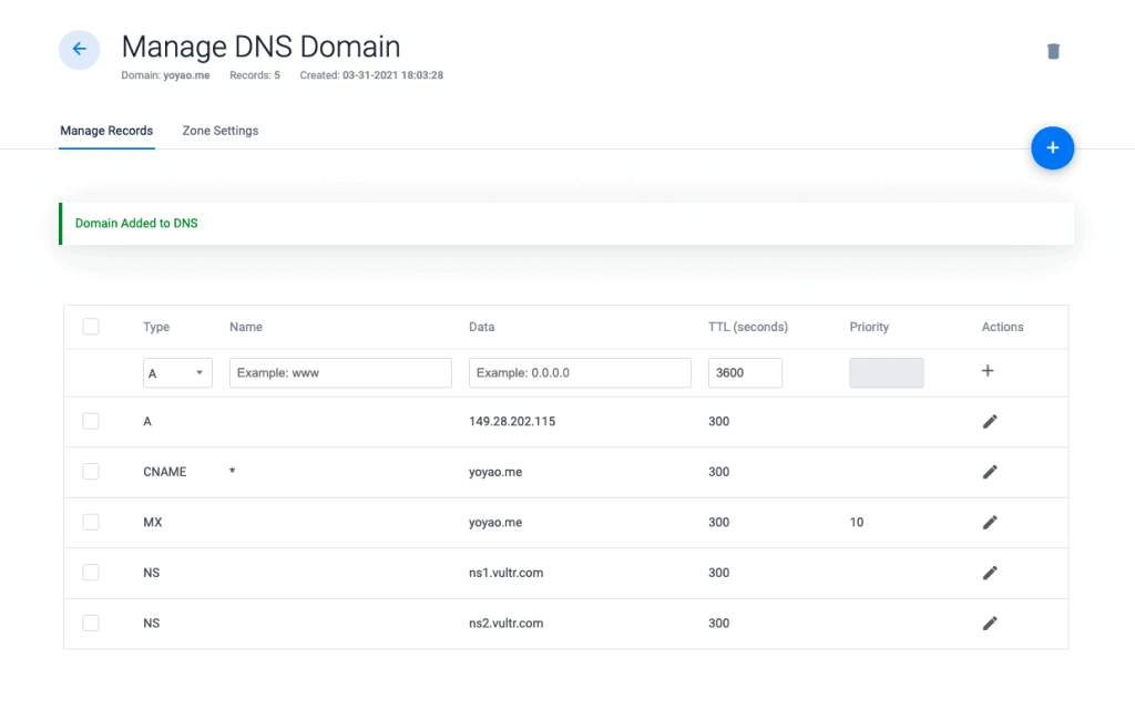 Migrate Domain to Vultr Nameservers Add DNS Records